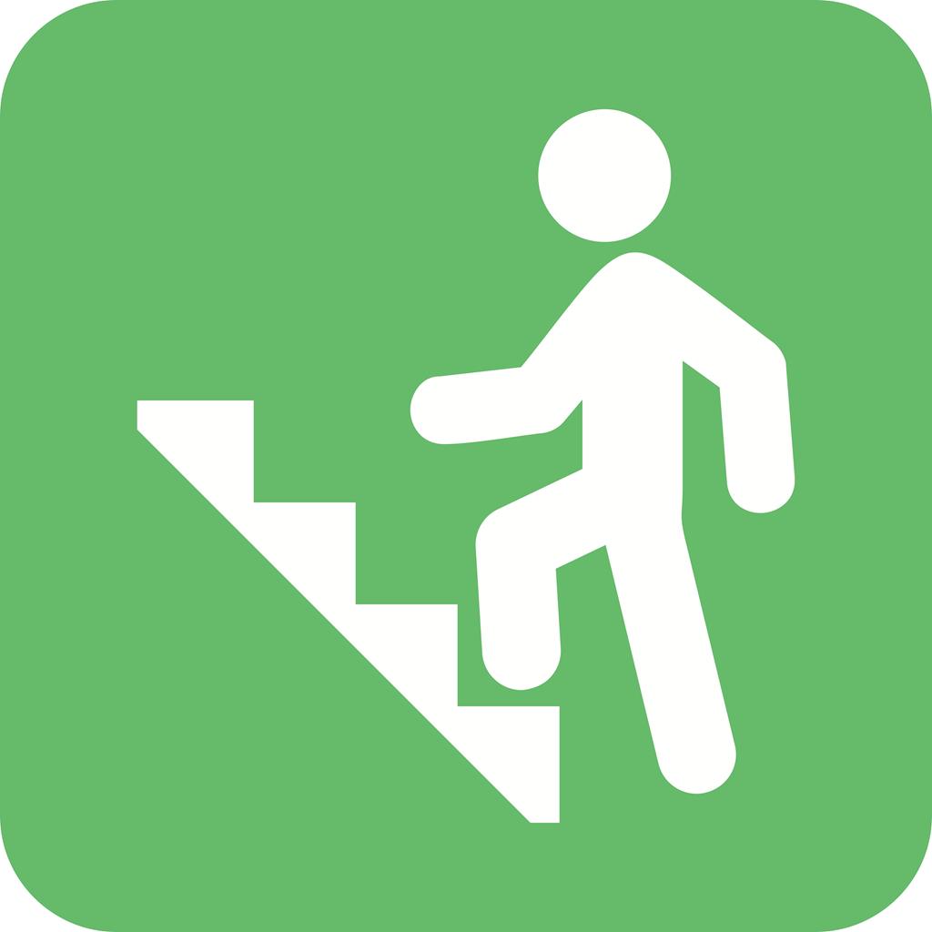 Climbing stairs Flat Round Corner Icon - IconBunny