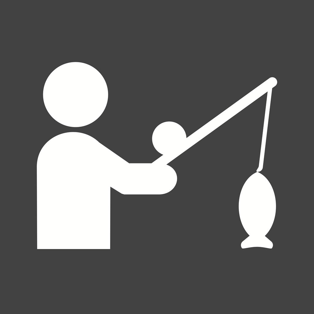 Fishing Glyph Inverted Icon - IconBunny