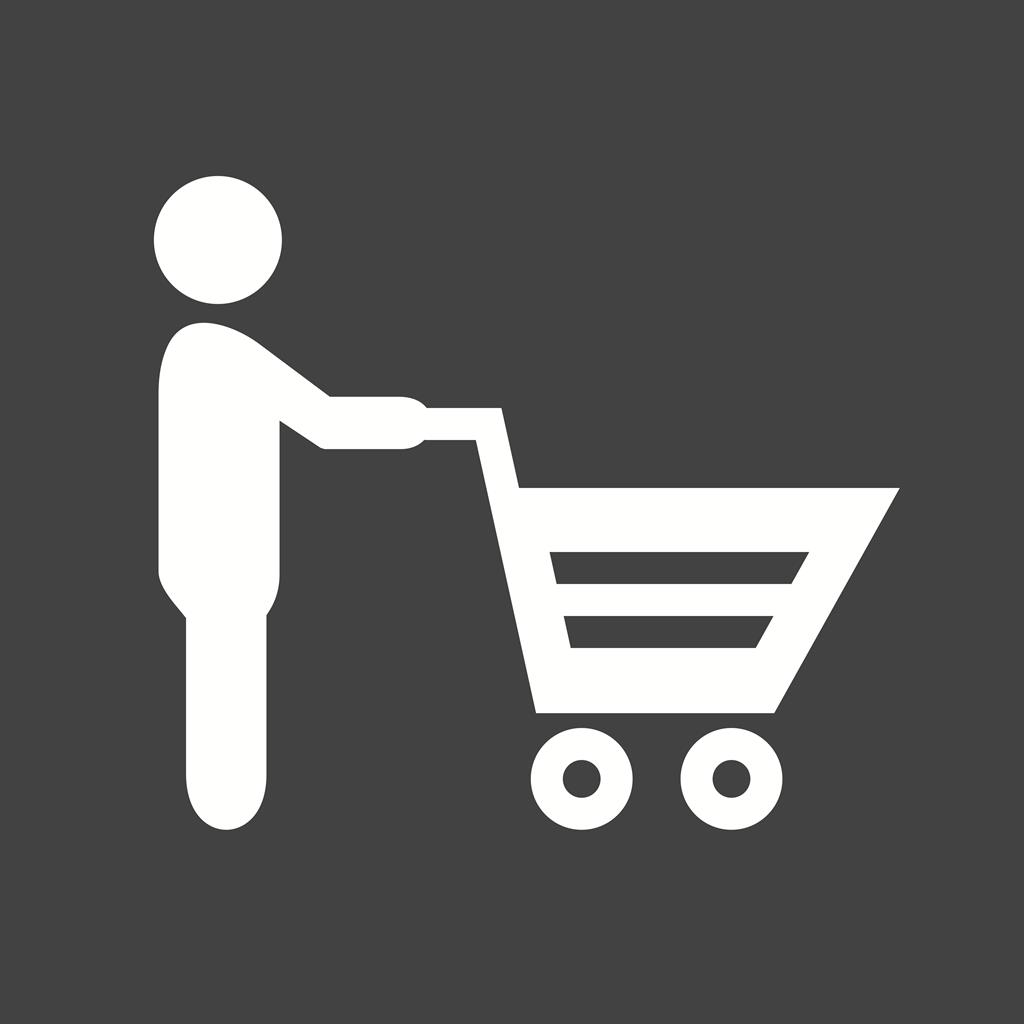 Holding cart Glyph Inverted Icon - IconBunny