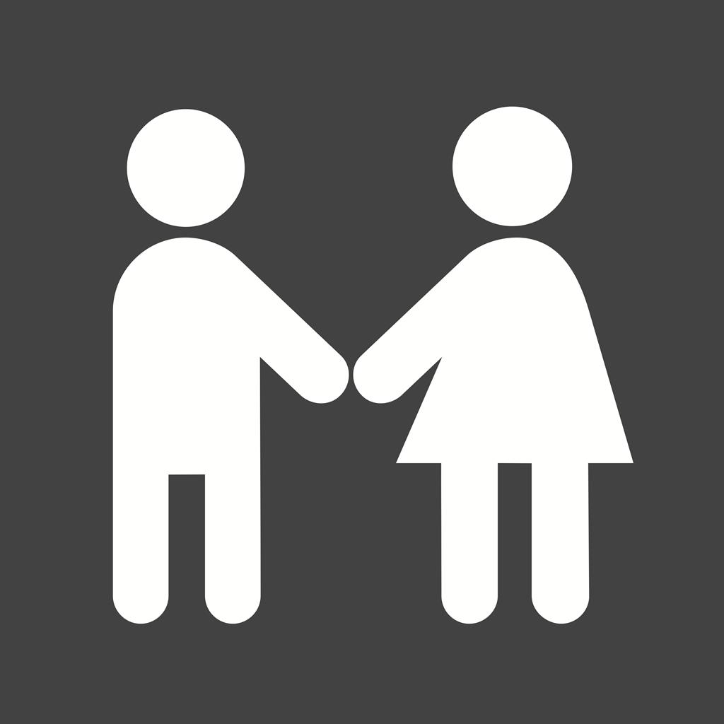 Holding hands Glyph Inverted Icon - IconBunny