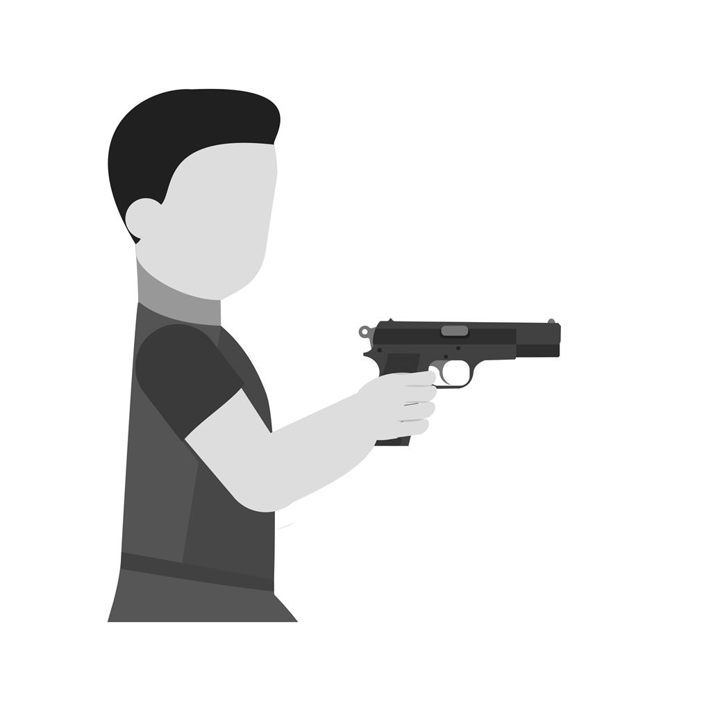 Holding pistol Greyscale Icon - IconBunny