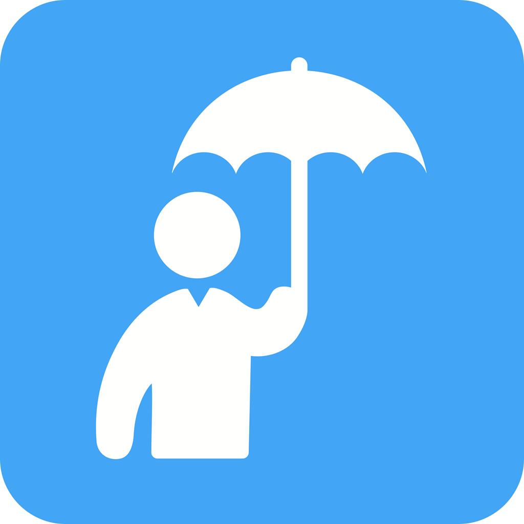 Holding umbrella Flat Round Corner Icon - IconBunny