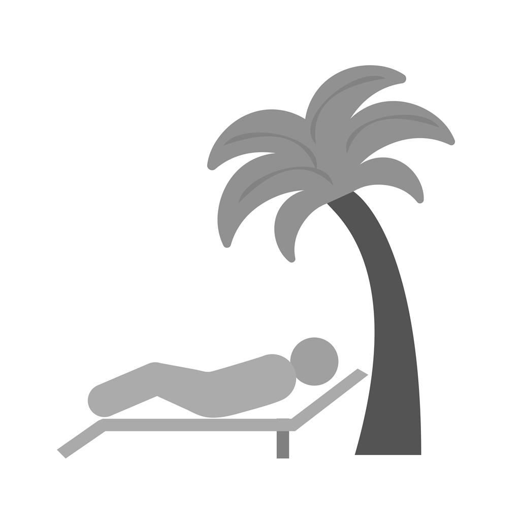 Lying on beach Greyscale Icon - IconBunny