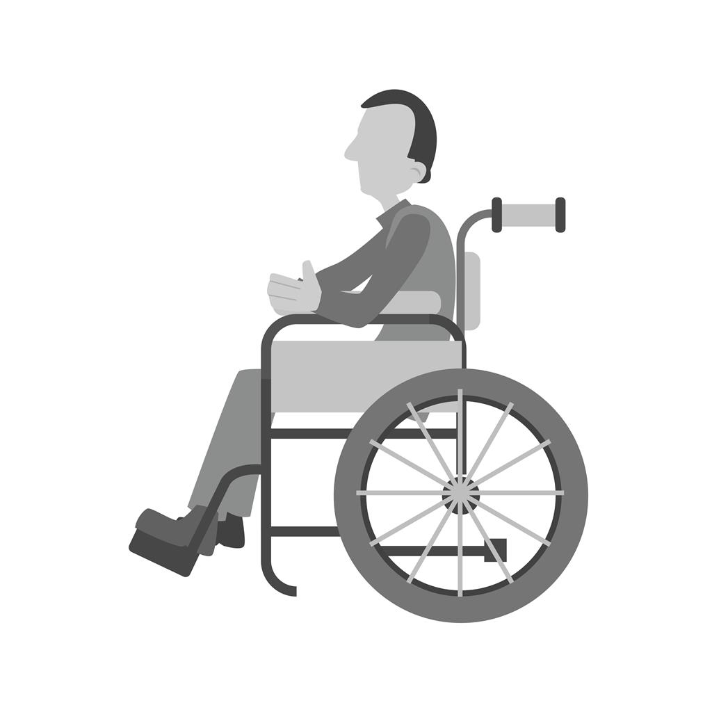 Sitting on wheelchair Greyscale Icon - IconBunny