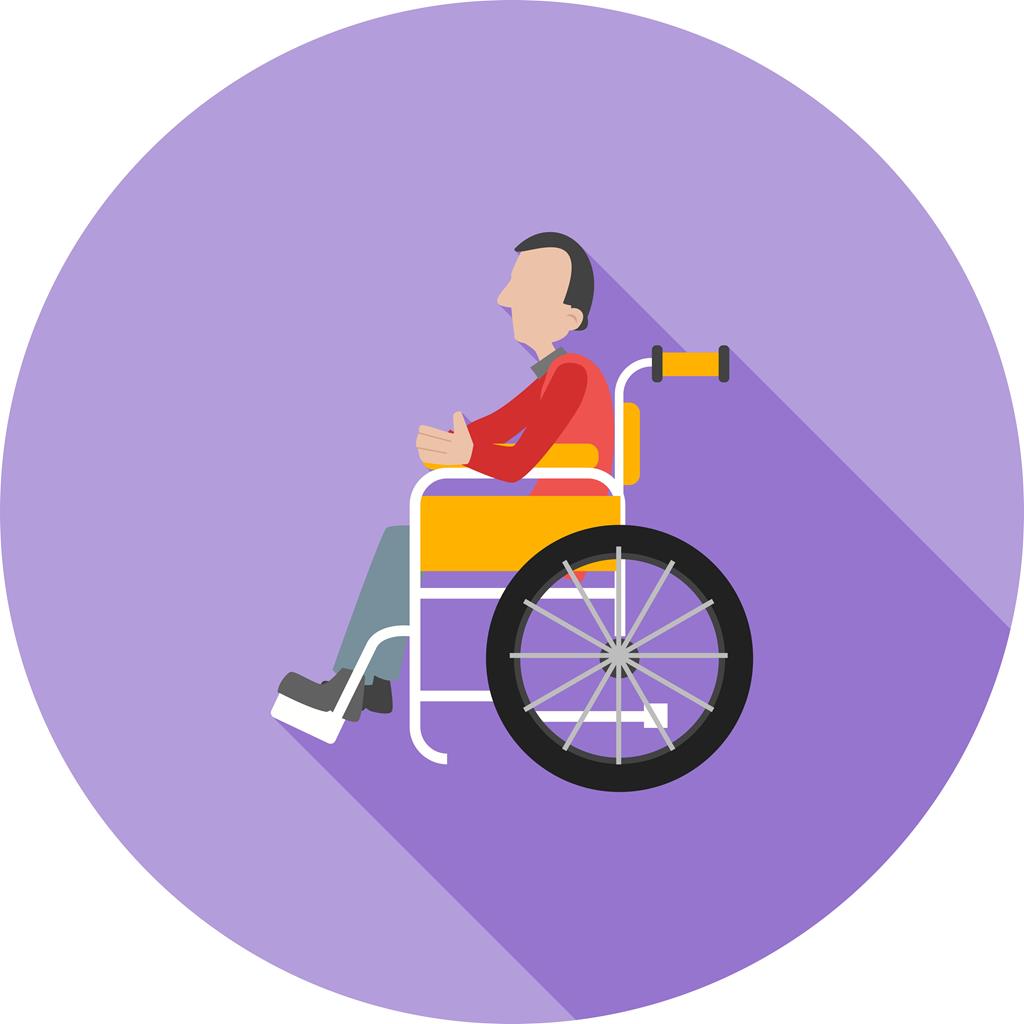 Sitting on wheelchair Flat Shadowed Icon - IconBunny