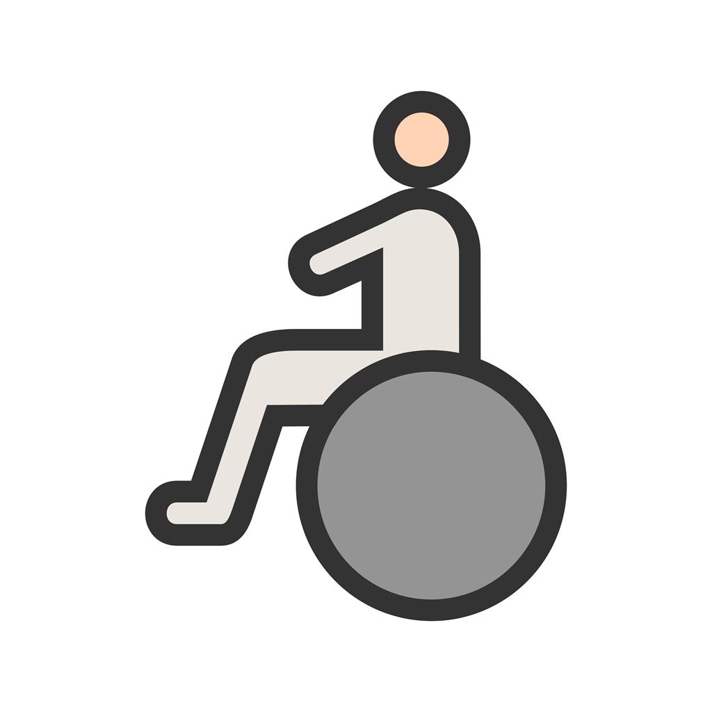 Sitting on wheelchair Line Filled Icon - IconBunny