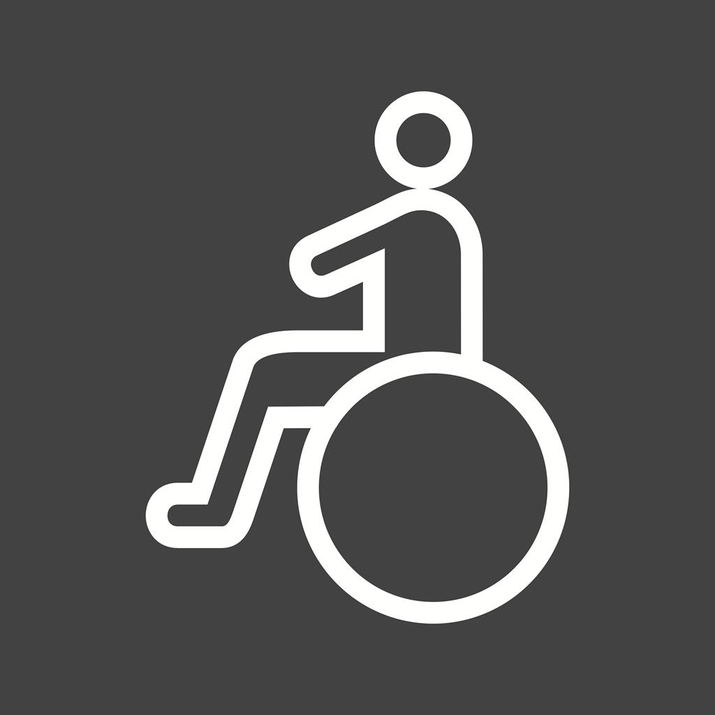 Sitting on wheelchair Line Inverted Icon - IconBunny
