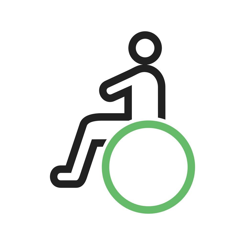 Sitting on wheelchair Line Green Black Icon - IconBunny