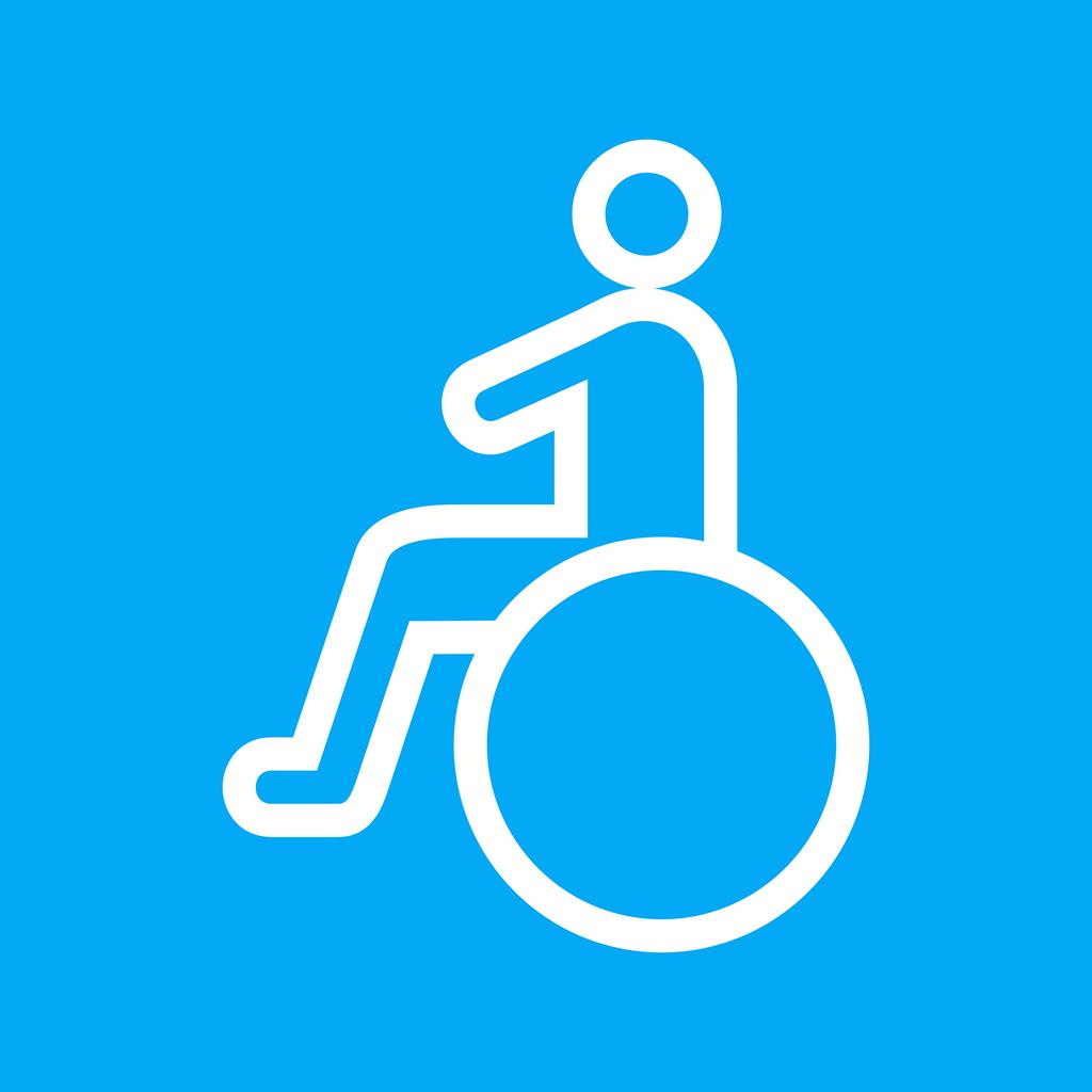 Sitting on wheelchair Line Multicolor B/G Icon - IconBunny