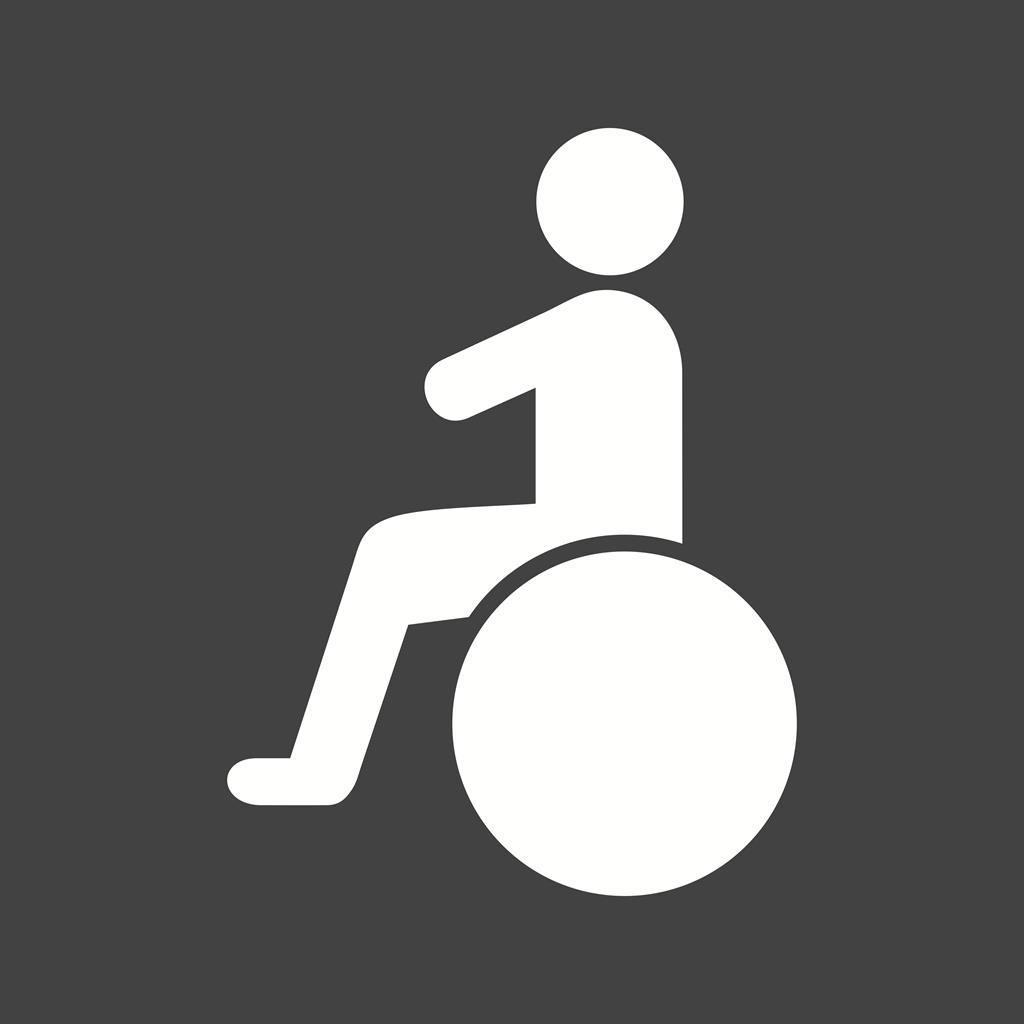 Sitting on wheelchair Glyph Inverted Icon - IconBunny