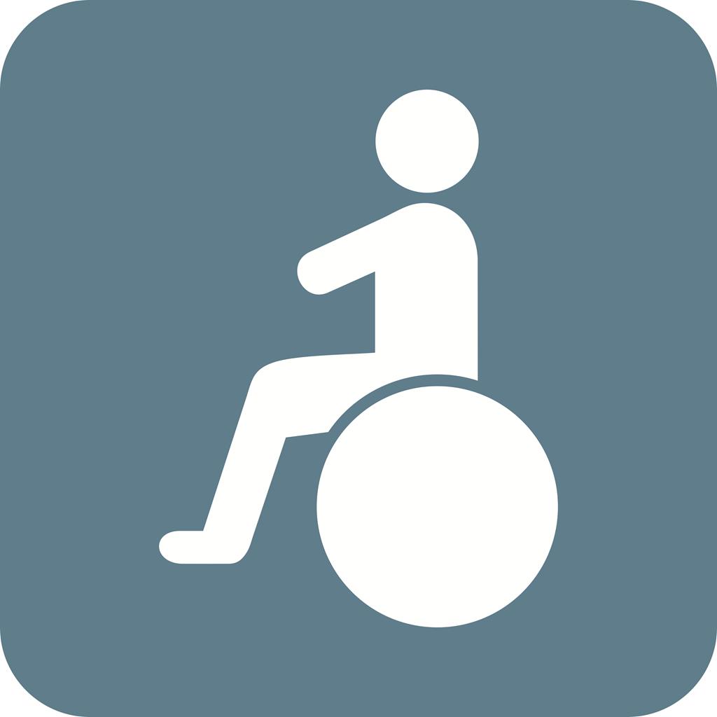 Sitting on wheelchair Flat Round Corner Icon - IconBunny