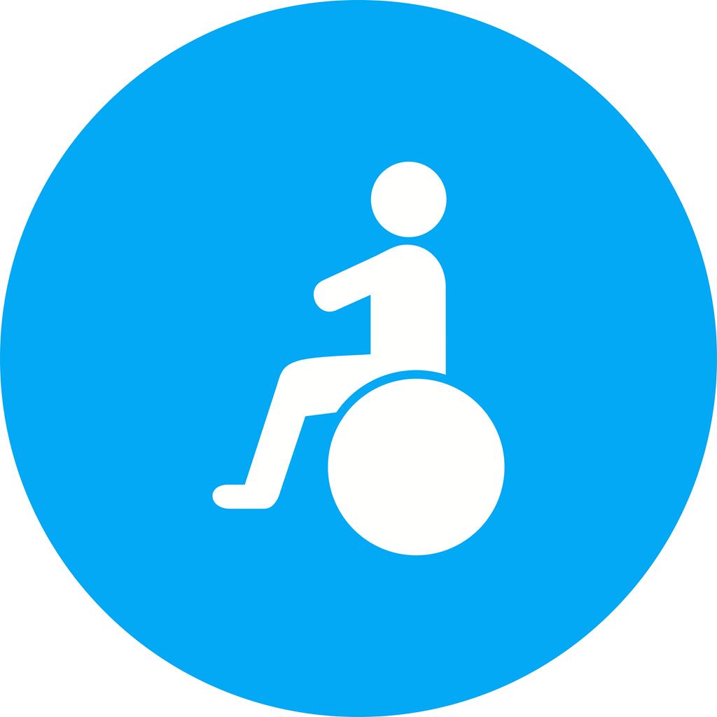 Sitting on wheelchair Flat Round Icon - IconBunny