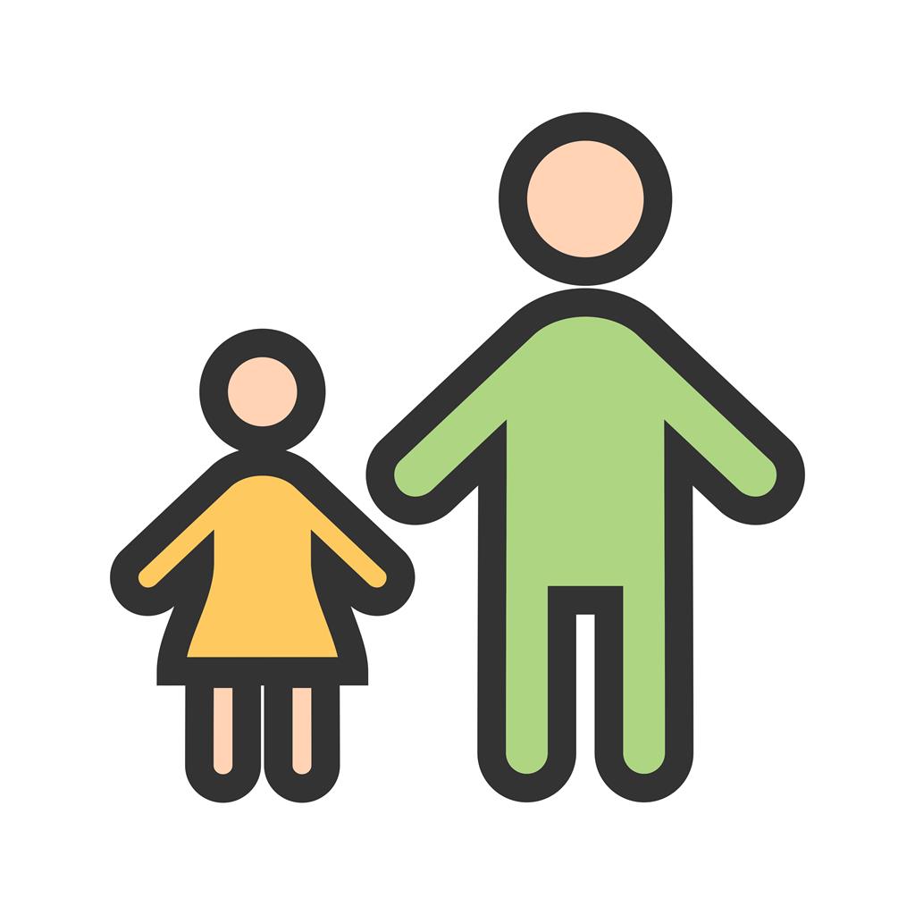 Standing with child Line Filled Icon - IconBunny