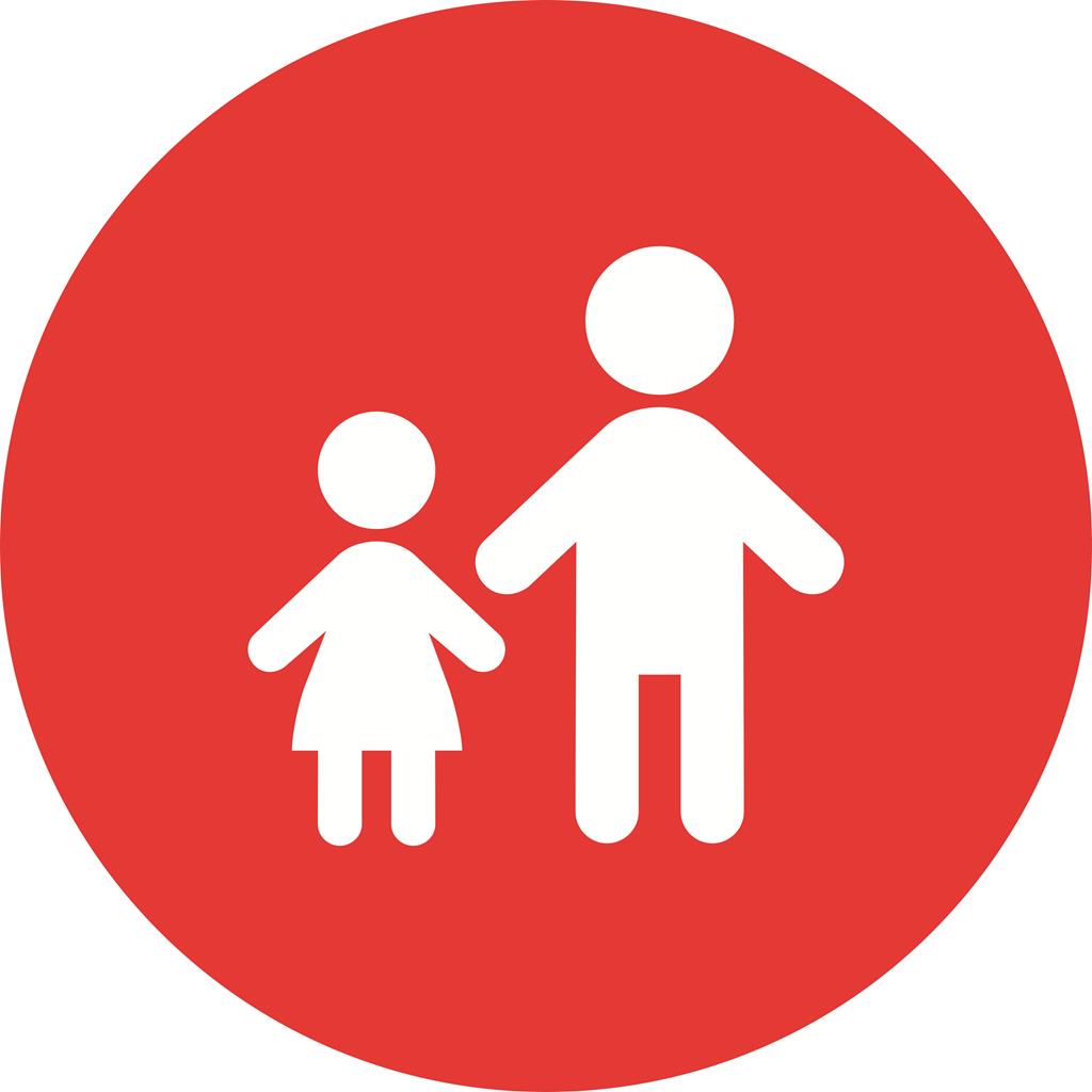 Standing with child Flat Round Icon - IconBunny