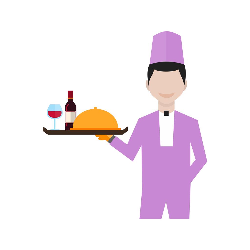 Waiter Flat Multicolor Icon - IconBunny