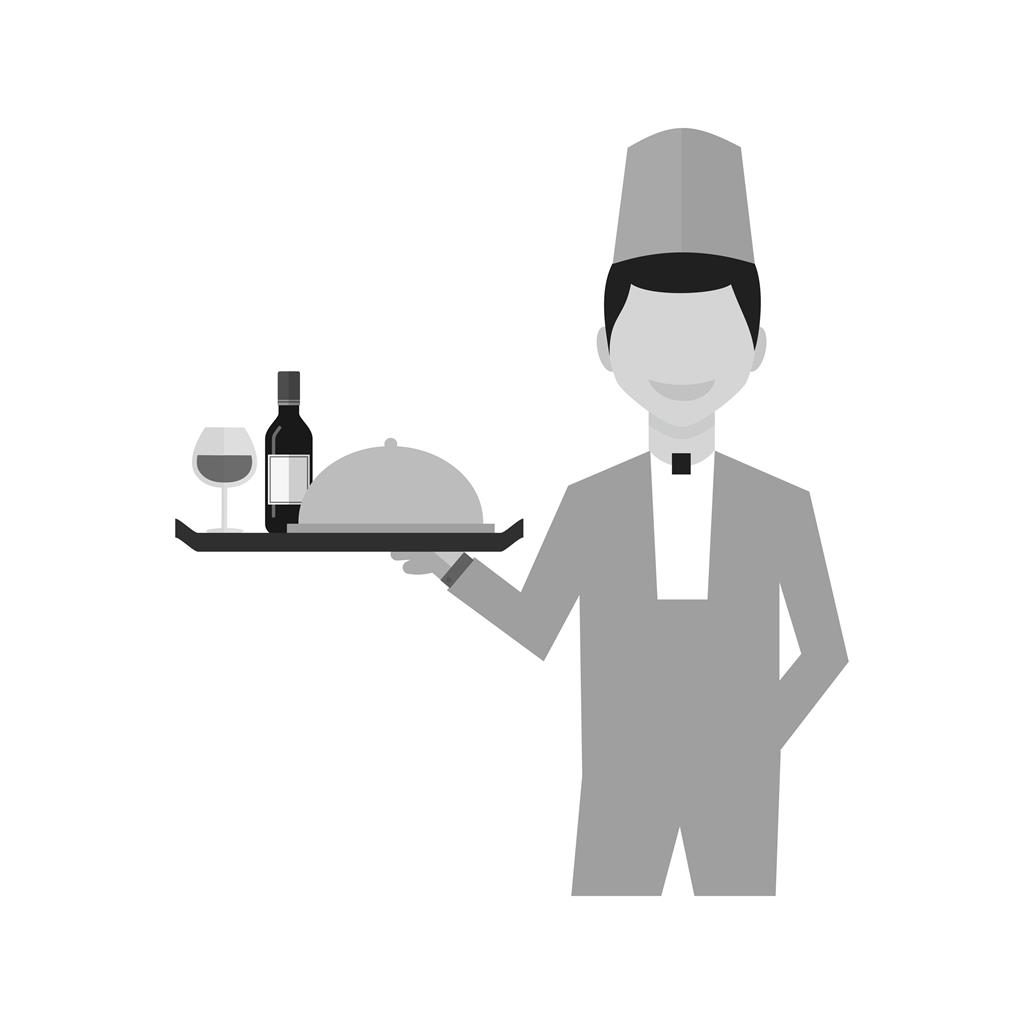 Waiter Greyscale Icon - IconBunny