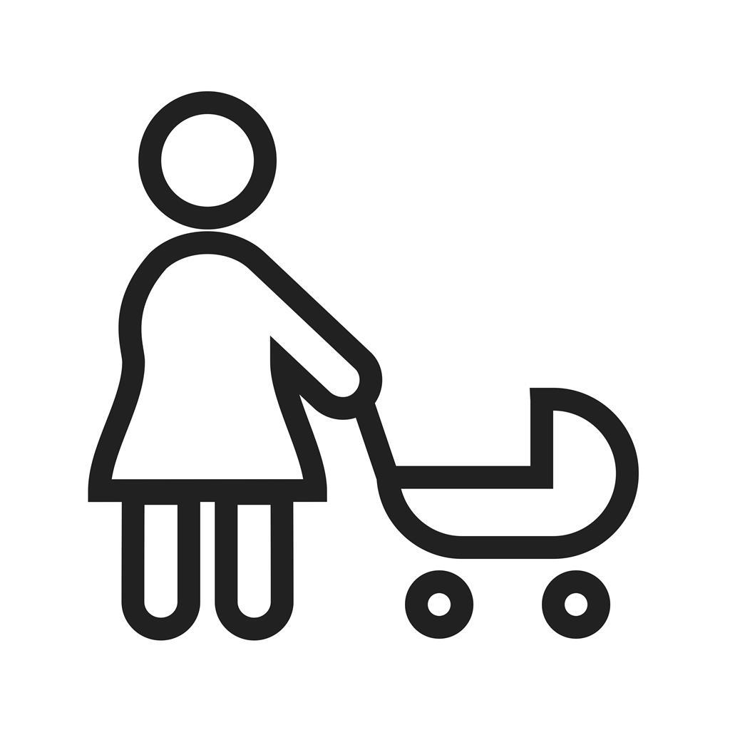 Walking with baby in stroller Line Icon - IconBunny