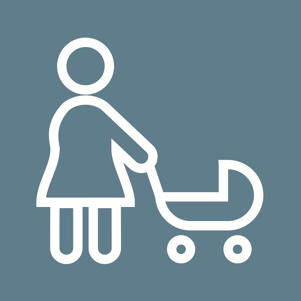 Walking with baby in stroller Line Multicolor B/G Icon - IconBunny