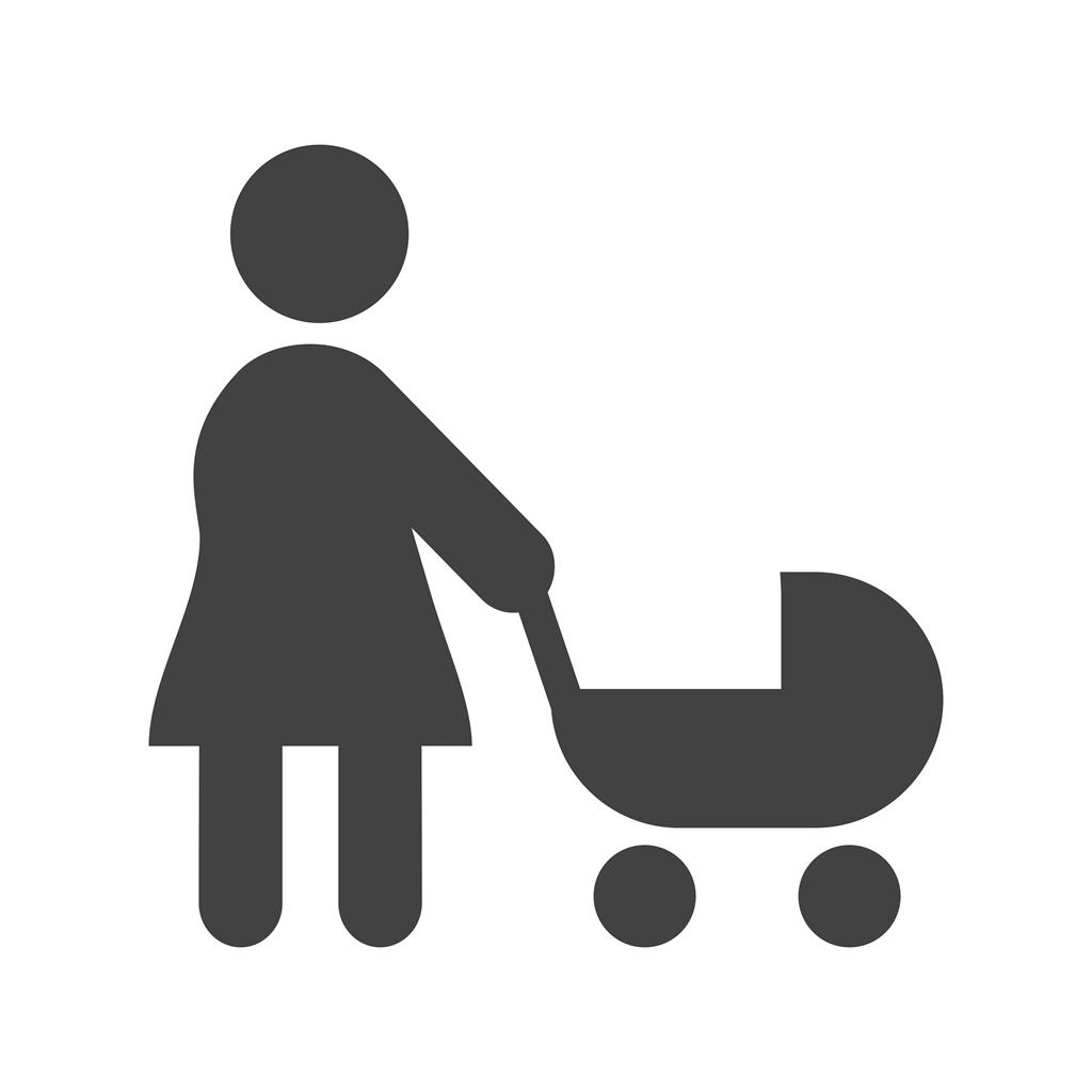 Walking with baby in stroller Glyph Icon - IconBunny