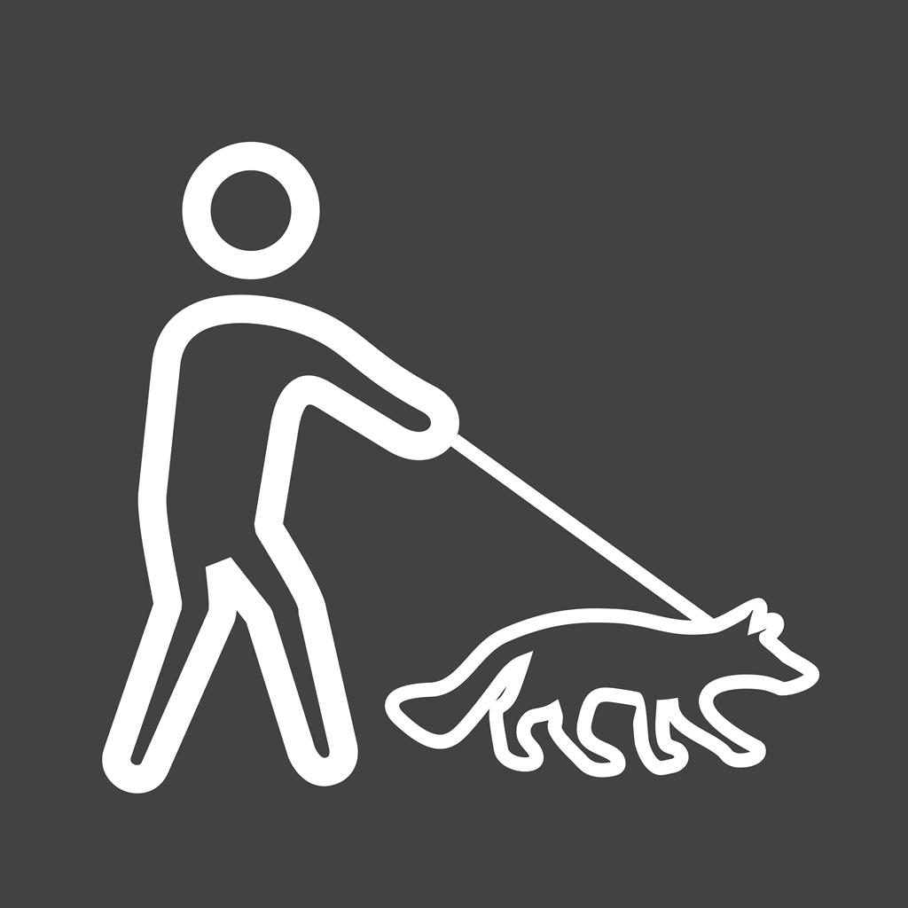 Walking dog Line Inverted Icon - IconBunny