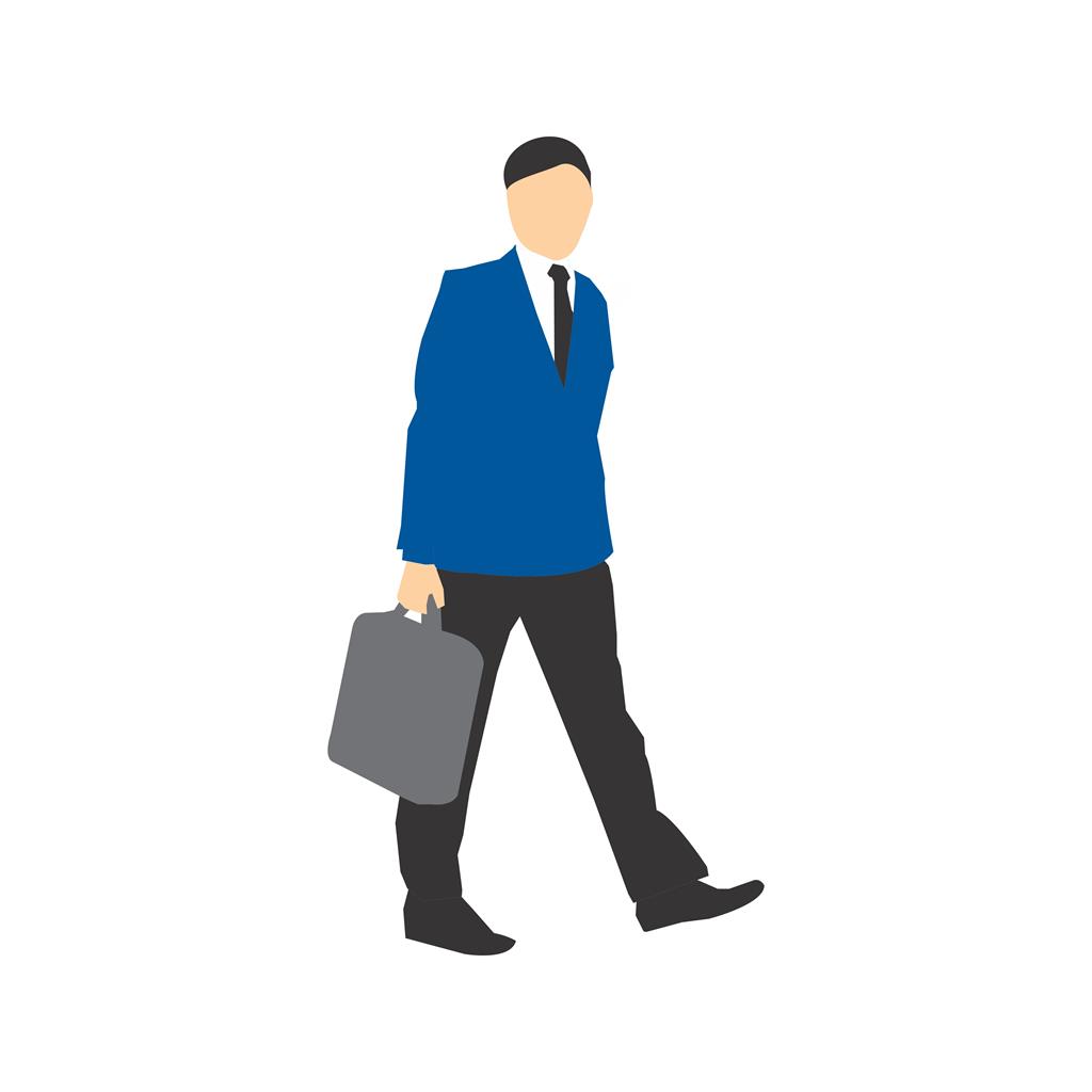 Walking with briefcase Flat Multicolor Icon - IconBunny