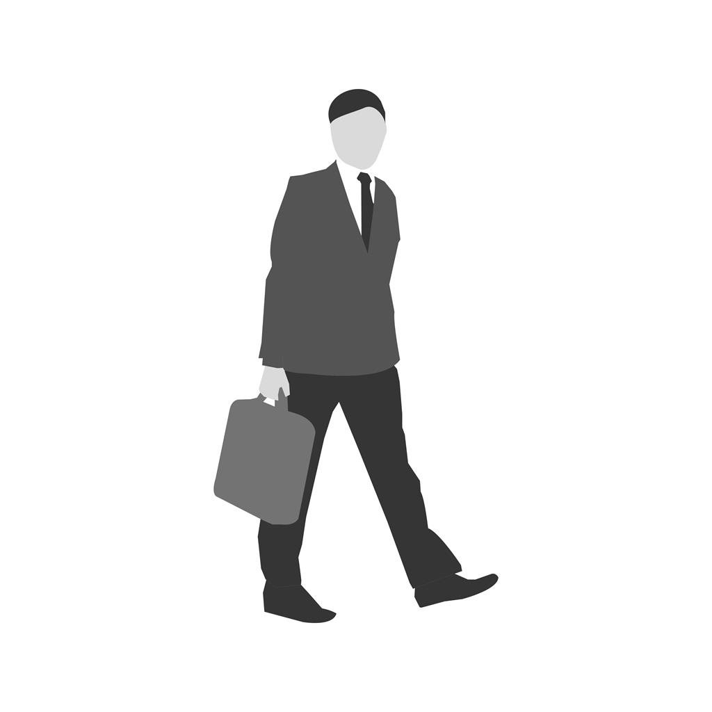 Walking with briefcase Greyscale Icon - IconBunny