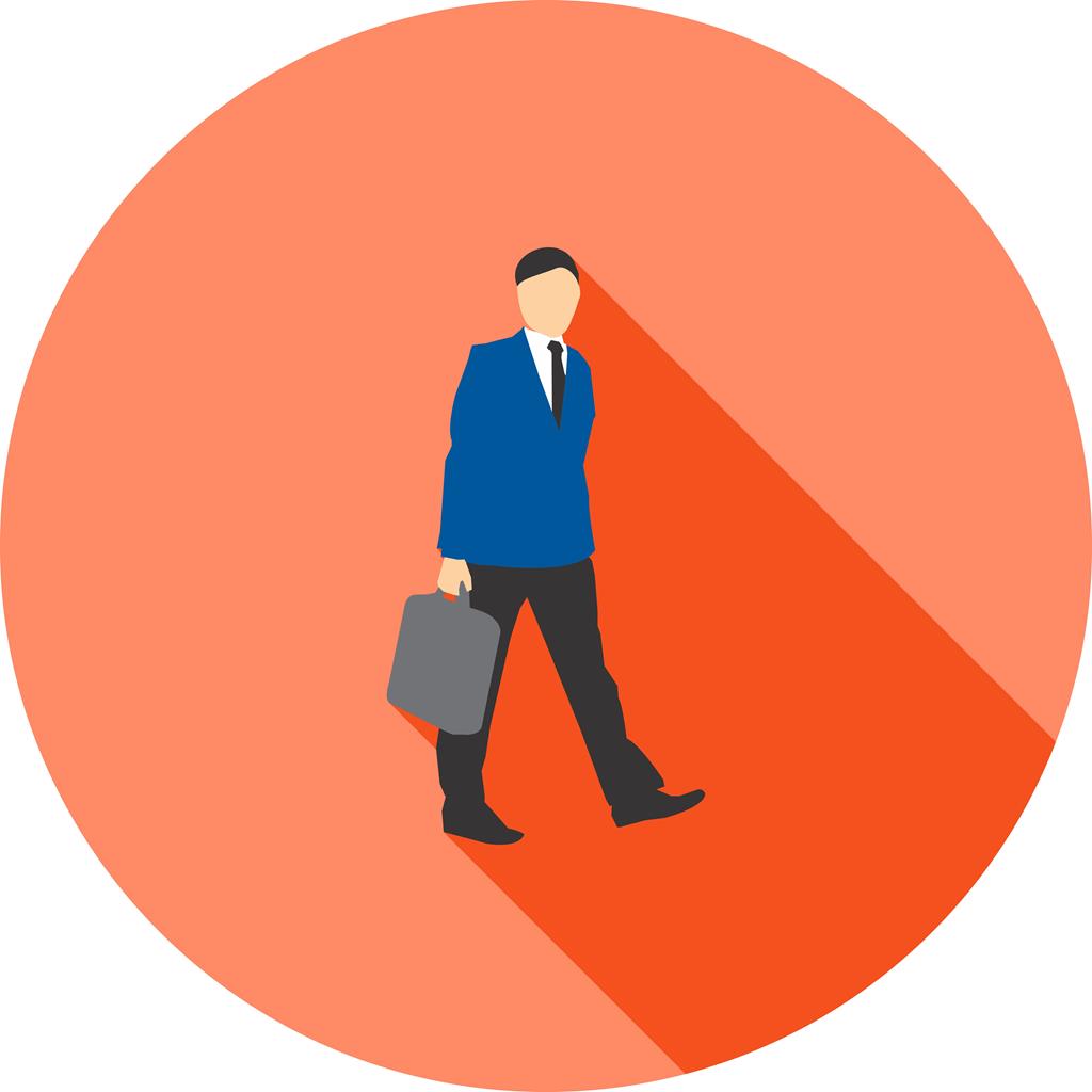 Walking with briefcase Flat Shadowed Icon - IconBunny