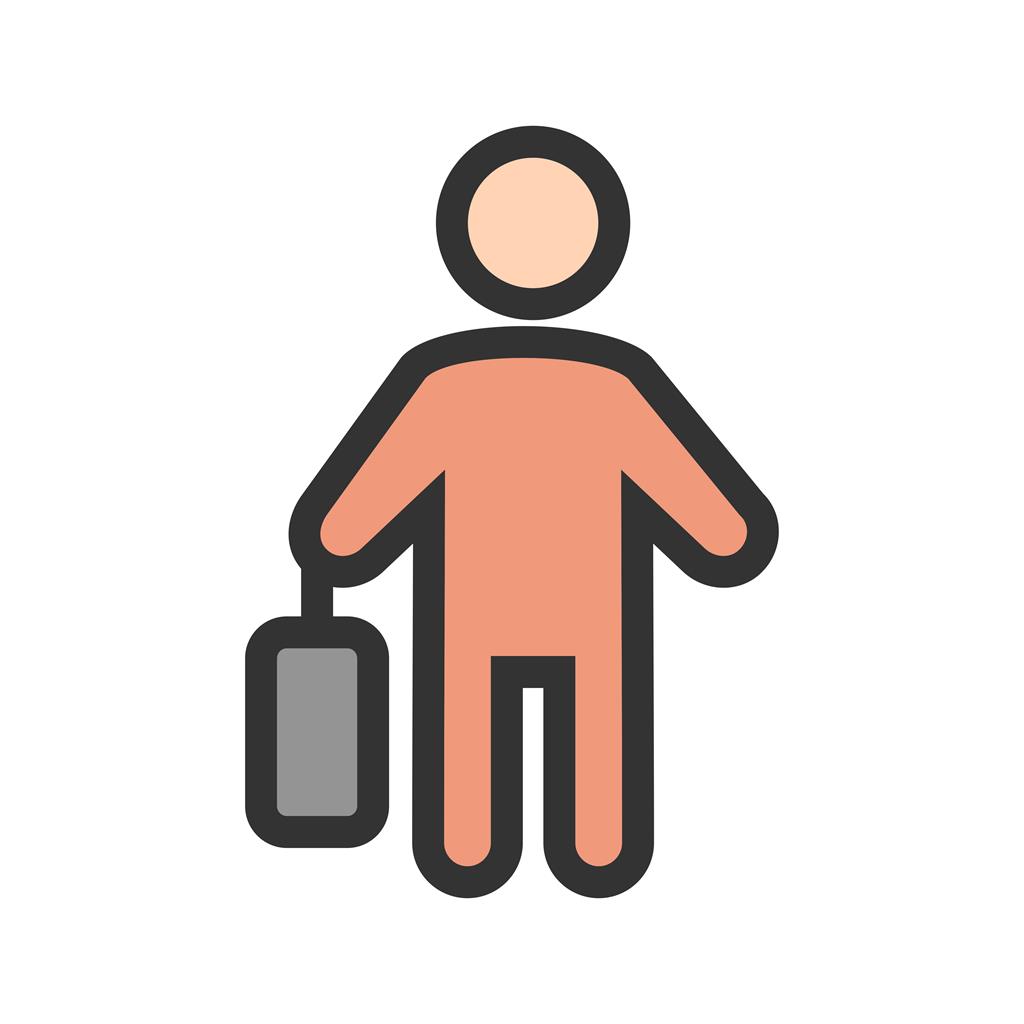 Walking with briefcase Line Filled Icon - IconBunny