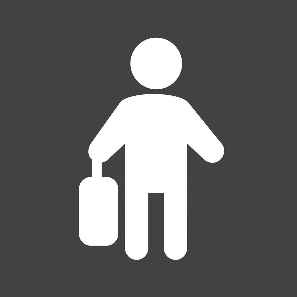 Walking with briefcase Glyph Inverted Icon - IconBunny