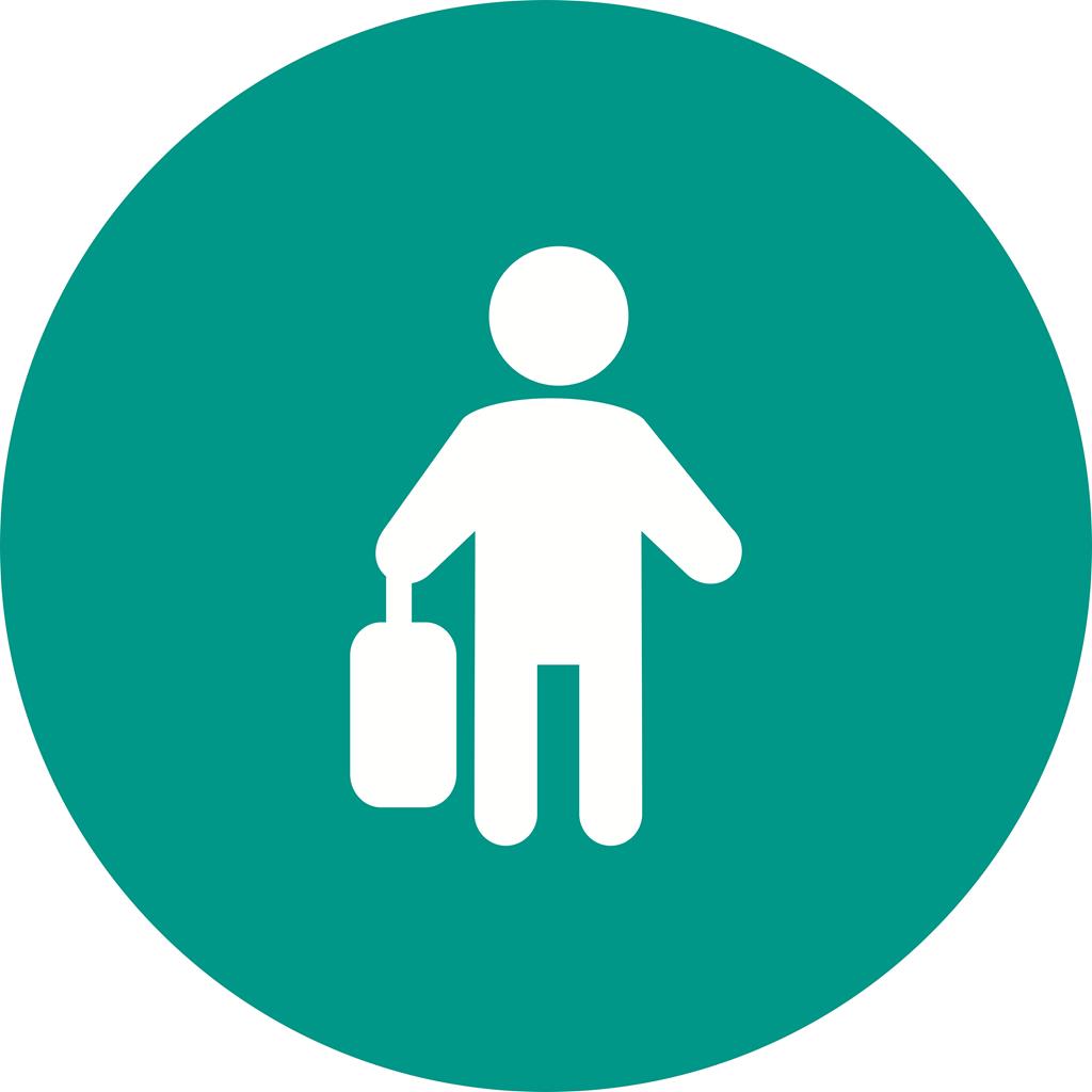 Walking with briefcase Flat Round Icon - IconBunny
