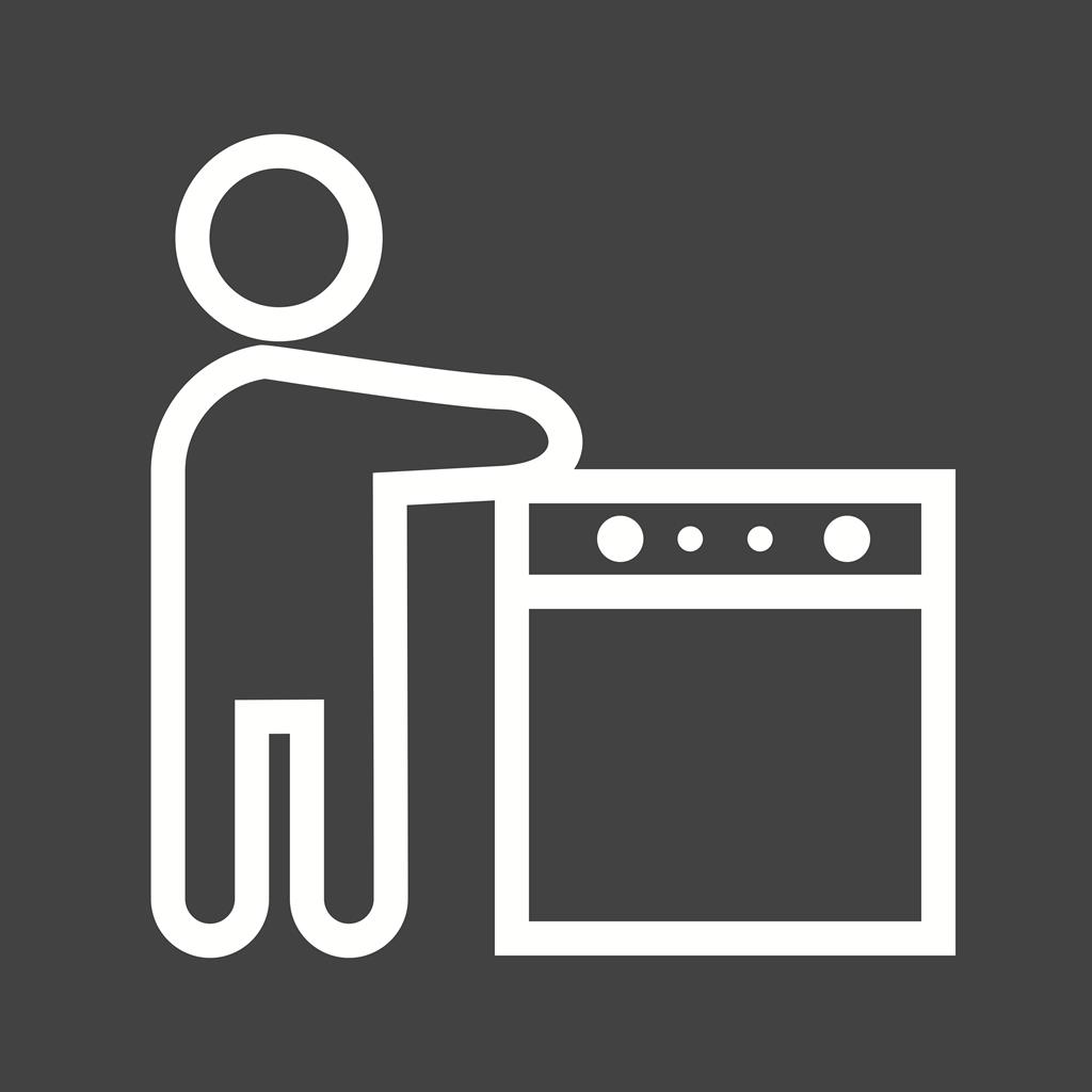 Washing utensils Line Inverted Icon - IconBunny