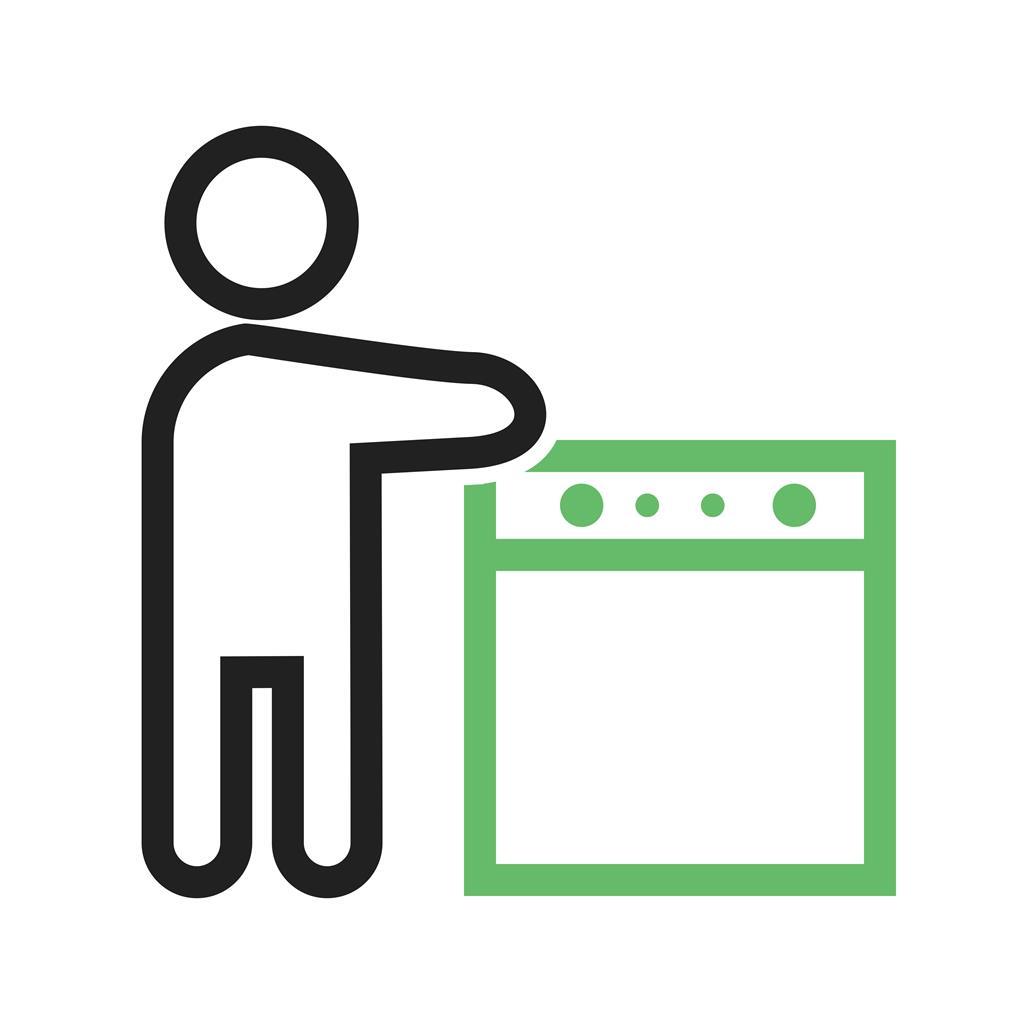 Washing utensils Line Green Black Icon - IconBunny