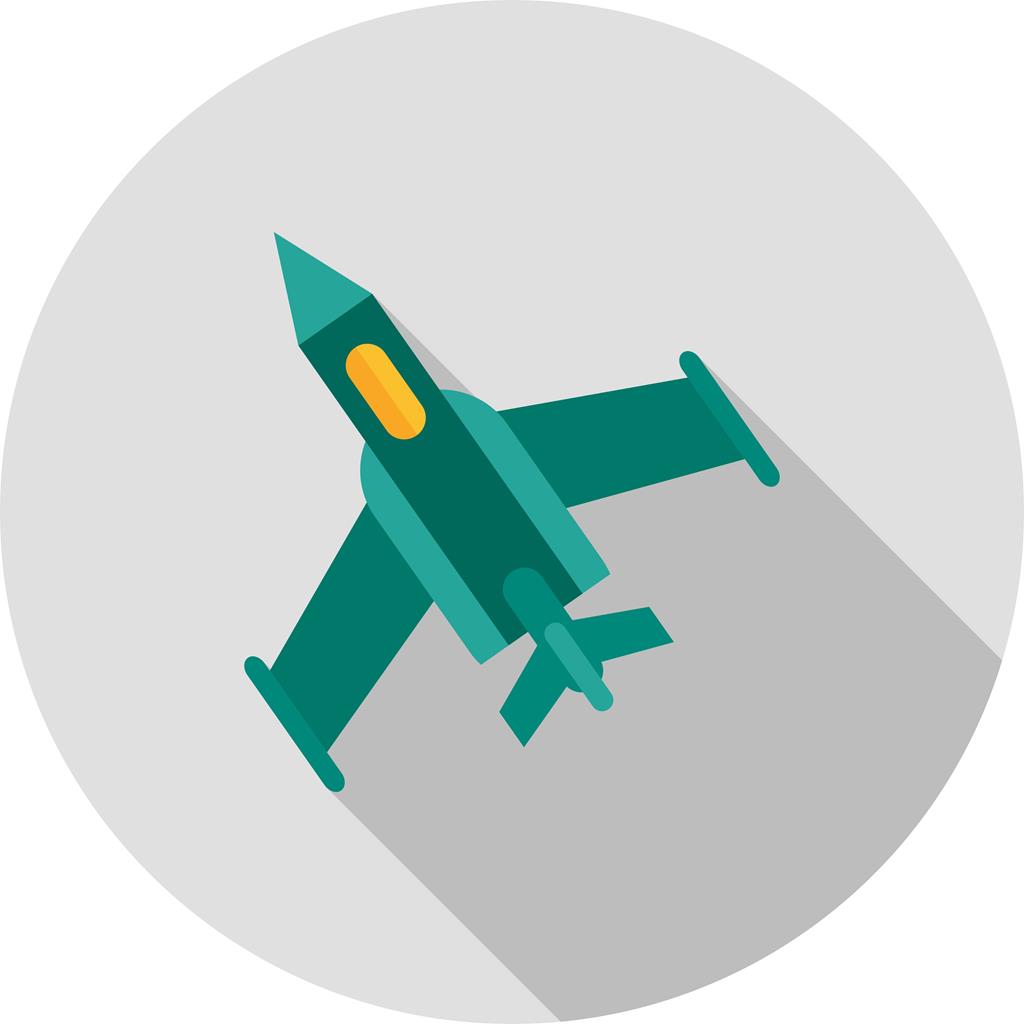Fighter Plane Flat Shadowed Icon - IconBunny