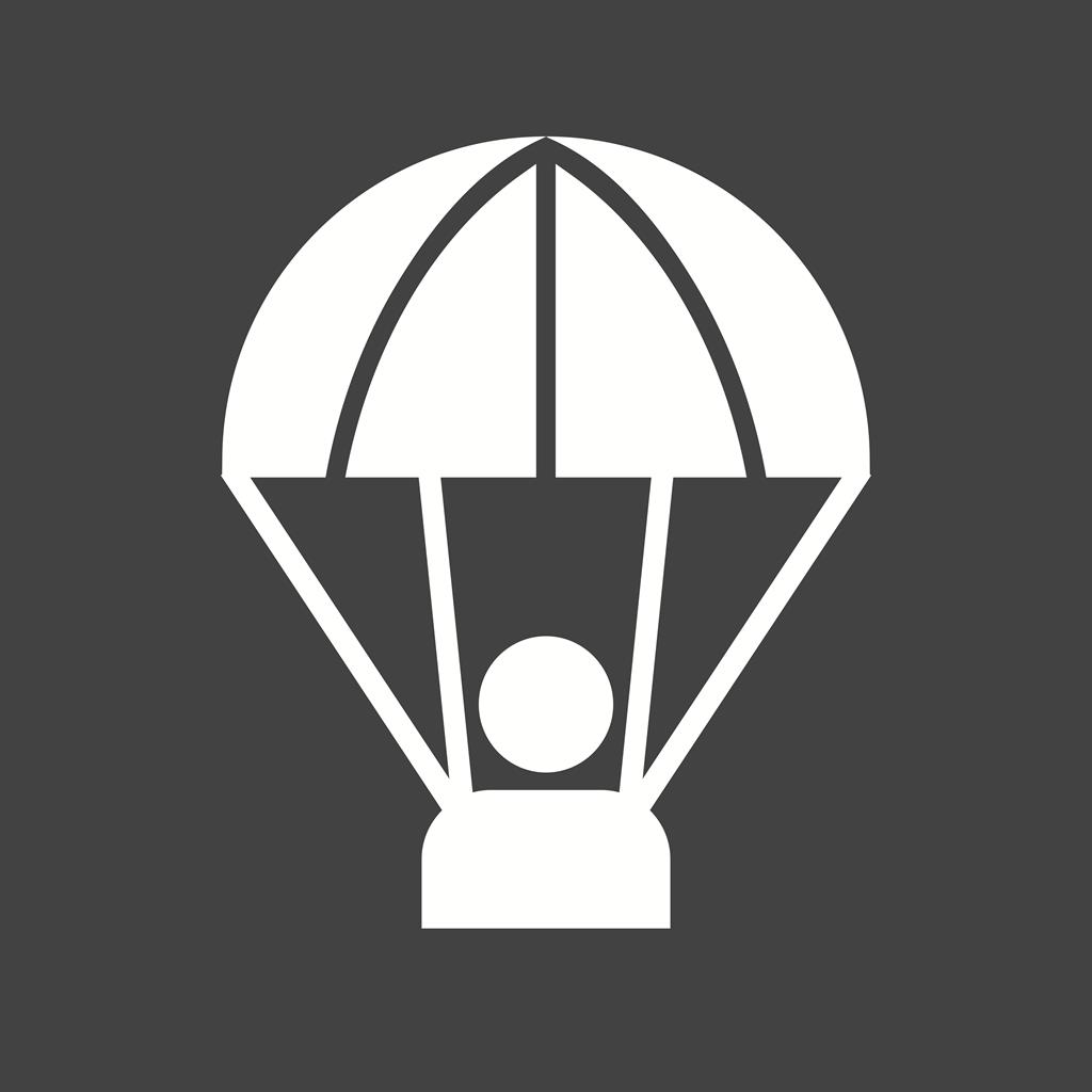 Parachuter Glyph Inverted Icon - IconBunny