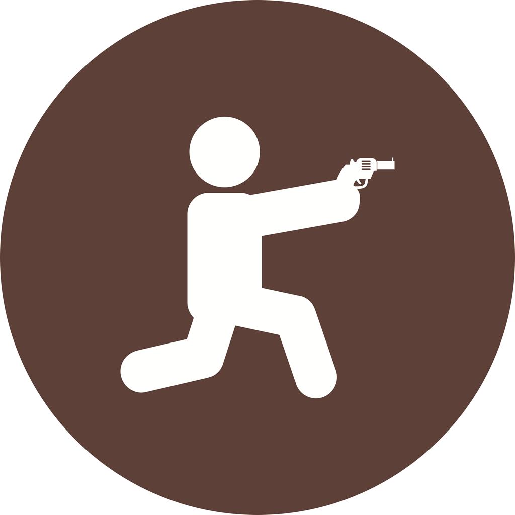 Shooting in sitting position Flat Round Icon - IconBunny