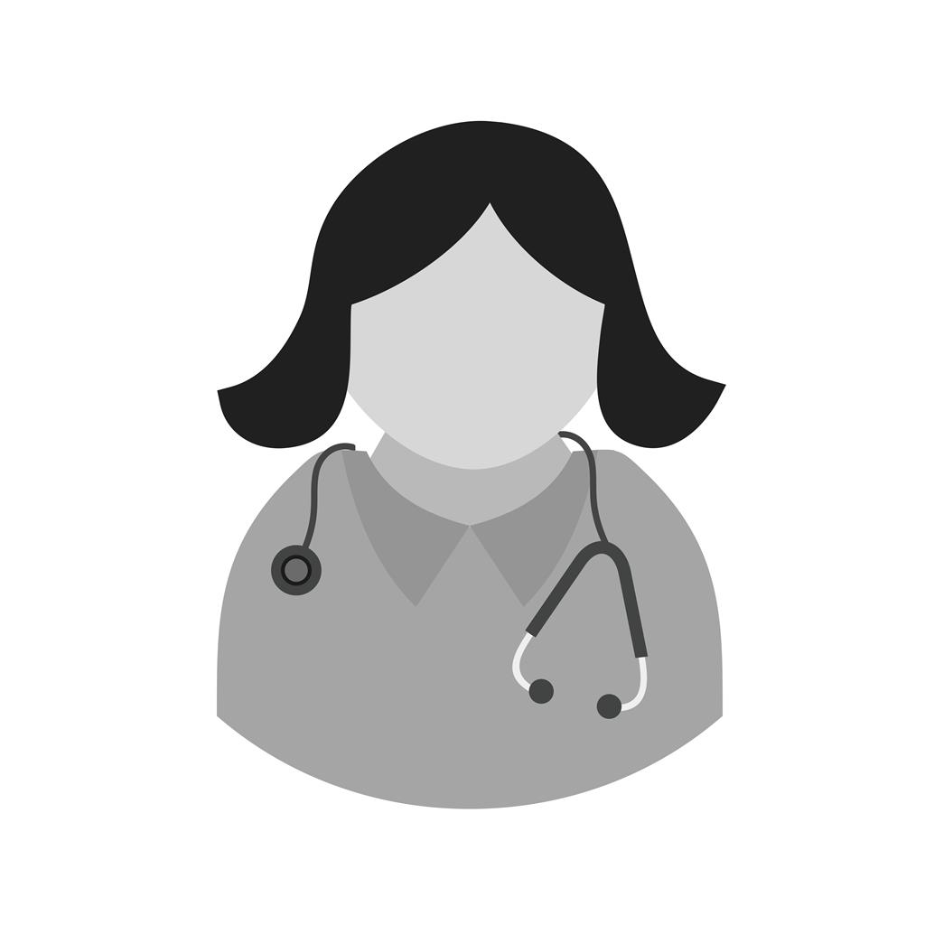 Female Doctor Greyscale Icon - IconBunny
