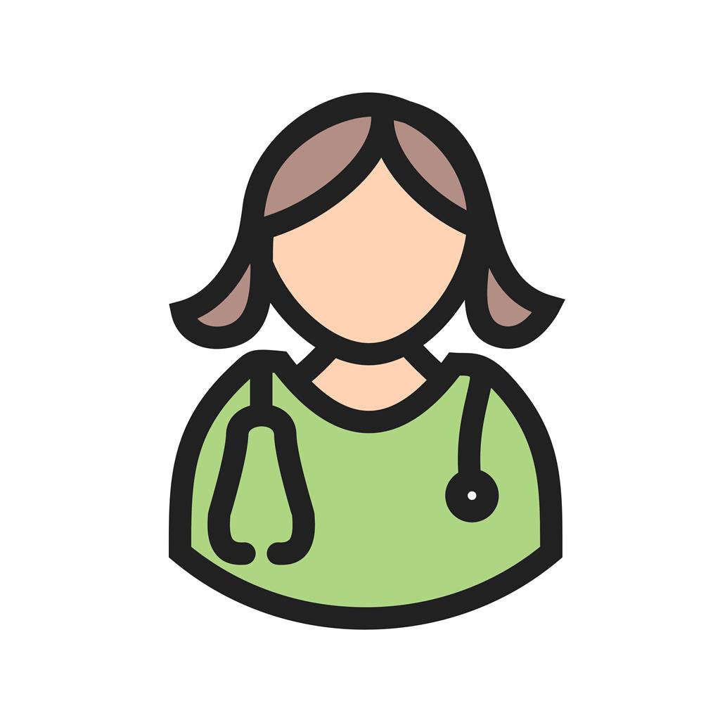 Female Doctor Line Filled Icon - IconBunny