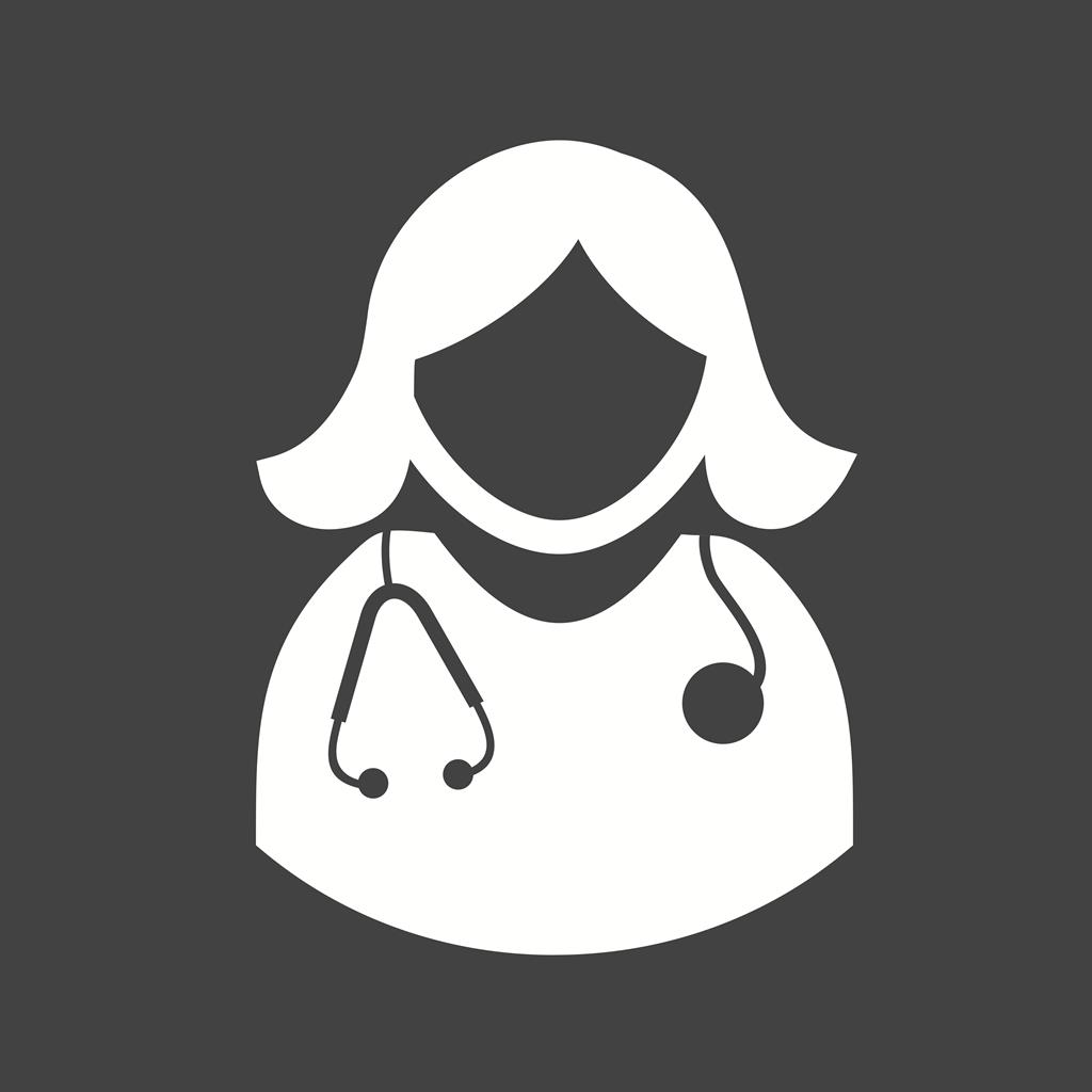 Female Doctor Glyph Inverted Icon - IconBunny