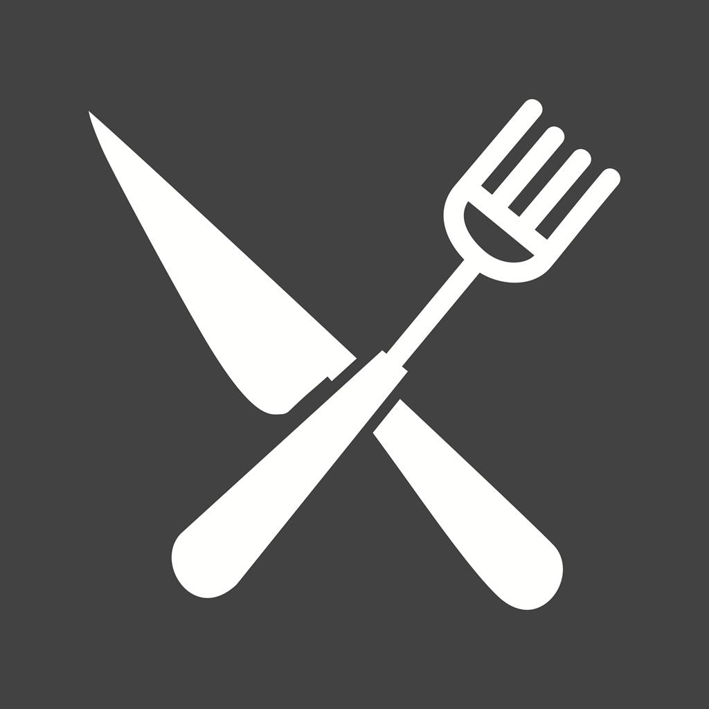 Fork and Knife Glyph Inverted Icon - IconBunny