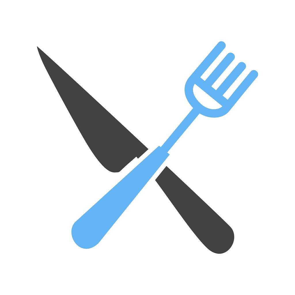 Fork and Knife Blue Black Icon - IconBunny