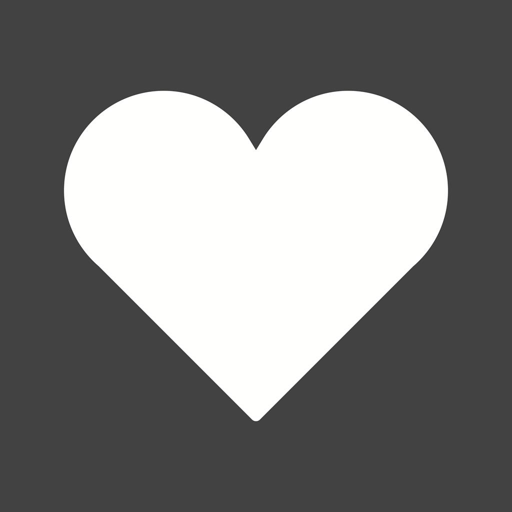 Single Heart Glyph Inverted Icon - IconBunny