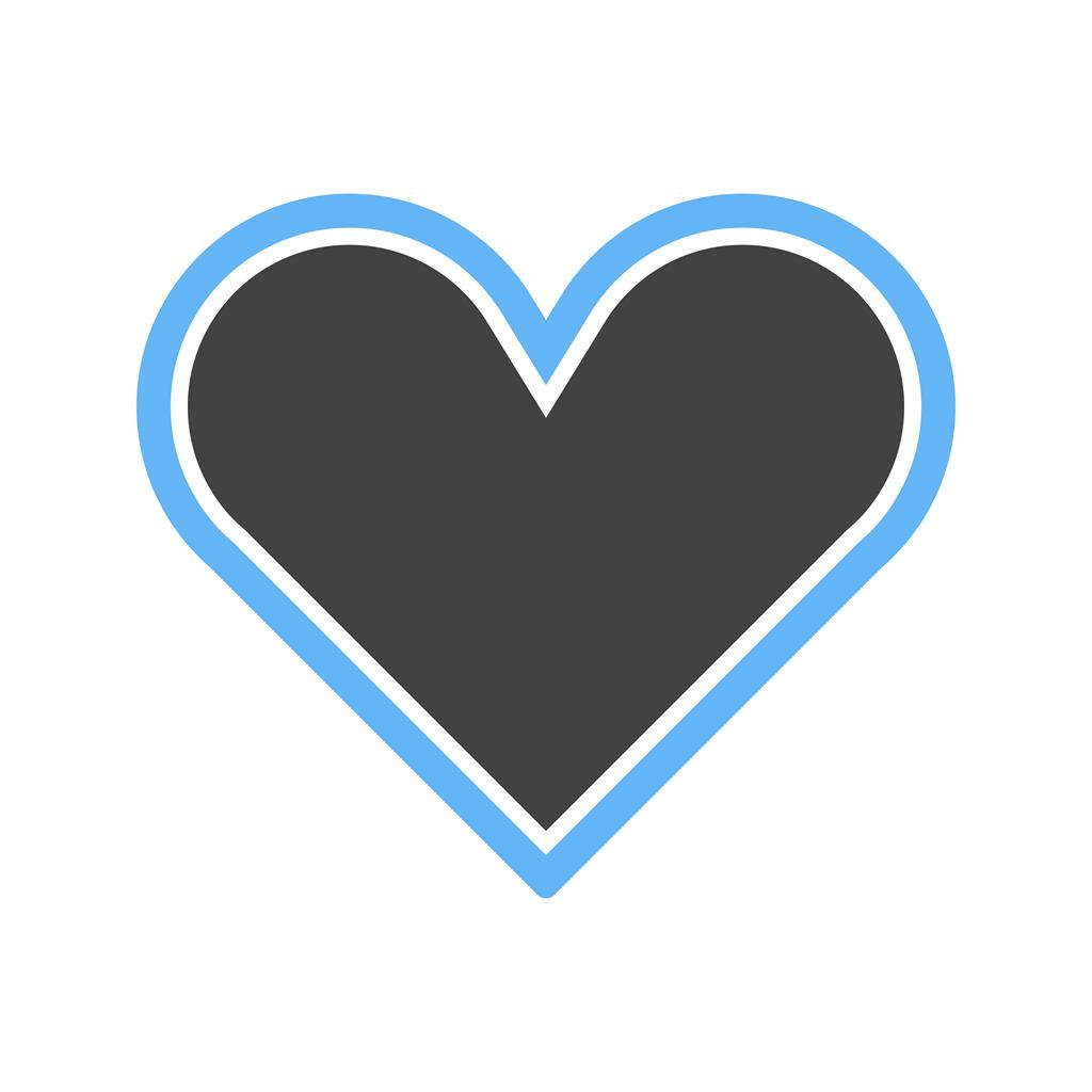Single Heart Blue Black Icon - IconBunny