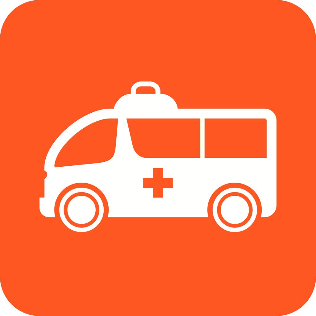 Ambulance Flat Round Corner Icon - IconBunny