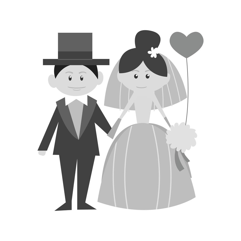 Bride and Groom Greyscale Icon - IconBunny