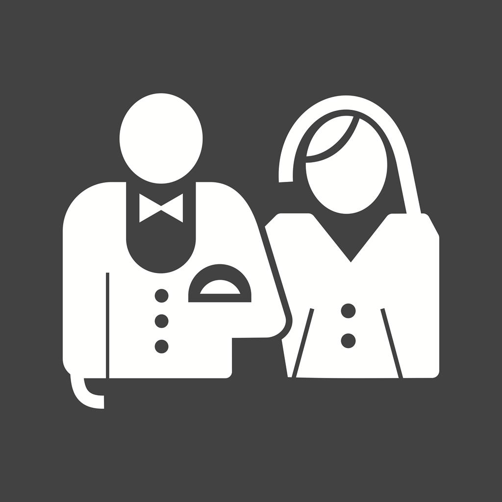 Bride and Groom Glyph Inverted Icon - IconBunny