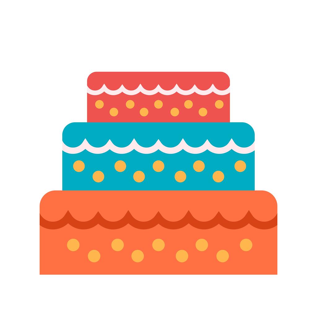 Wedding Cake II Flat Multicolor Icon - IconBunny