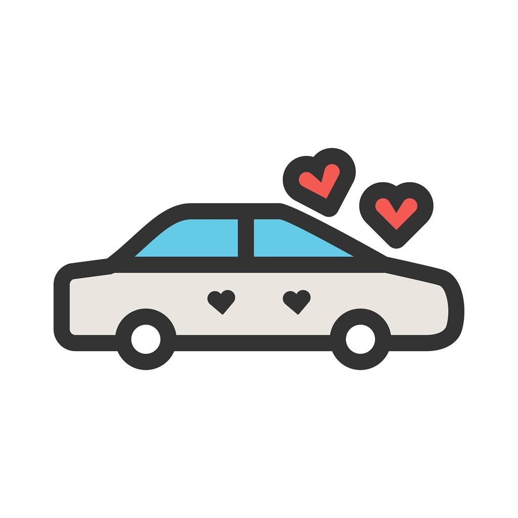 Decorated Car Line Filled Icon - IconBunny