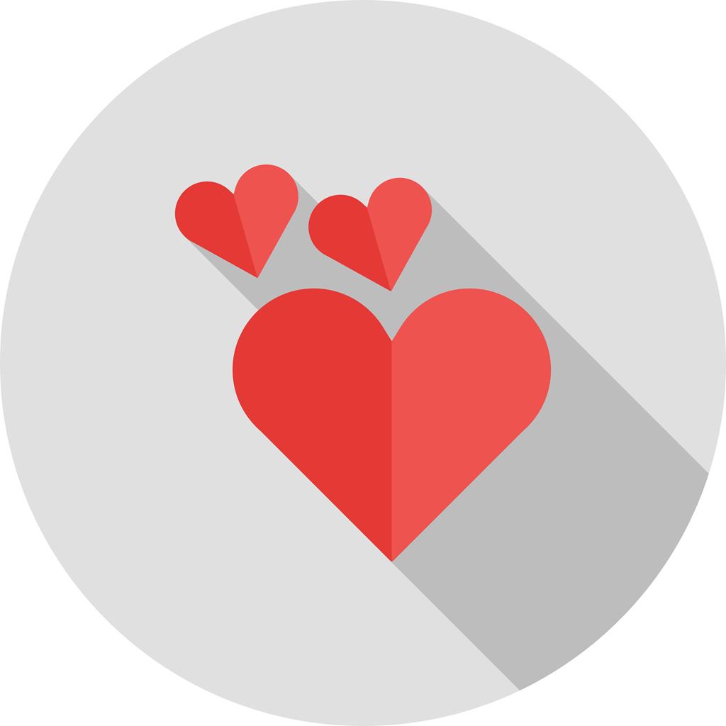 Two hearts Flat Shadowed Icon - IconBunny