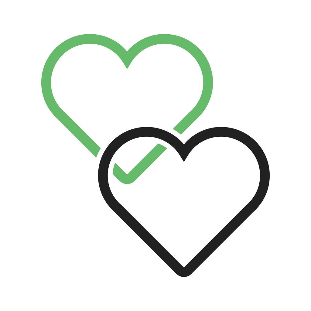 Two hearts Line Green Black Icon - IconBunny