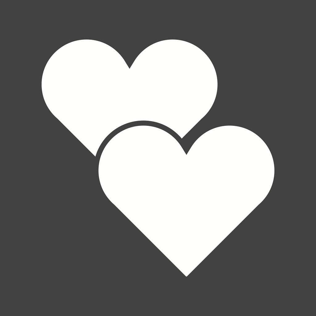 Two hearts Glyph Inverted Icon - IconBunny